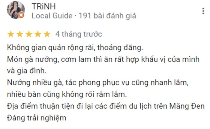 Gà nướng cơm lam Phố Núi là một quán ăn nổi tiếng tại Măng Đen.