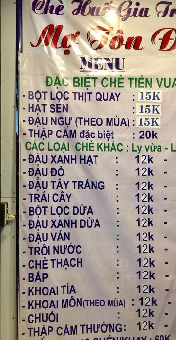 Thưởng thức các món chè Huế hấp dẫn tại quán Chè Mợ Tôn Đích 5