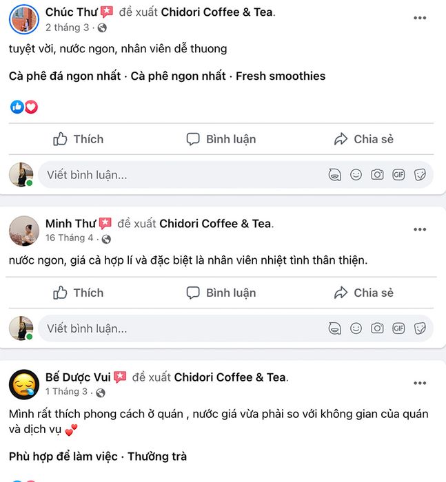 Đến Chidori Coffee Tea thưởng thức đồ uống ngon