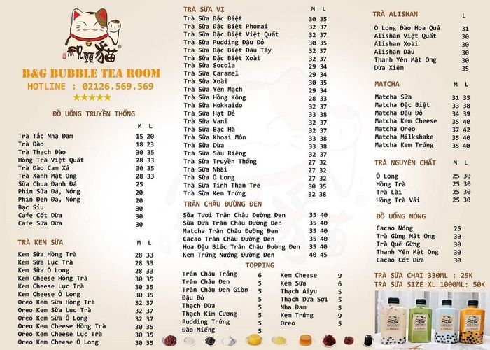 Nghiền ngẫm hương vị trà thơm ngon khó cưỡng của B&G Bubble Tea Room 5