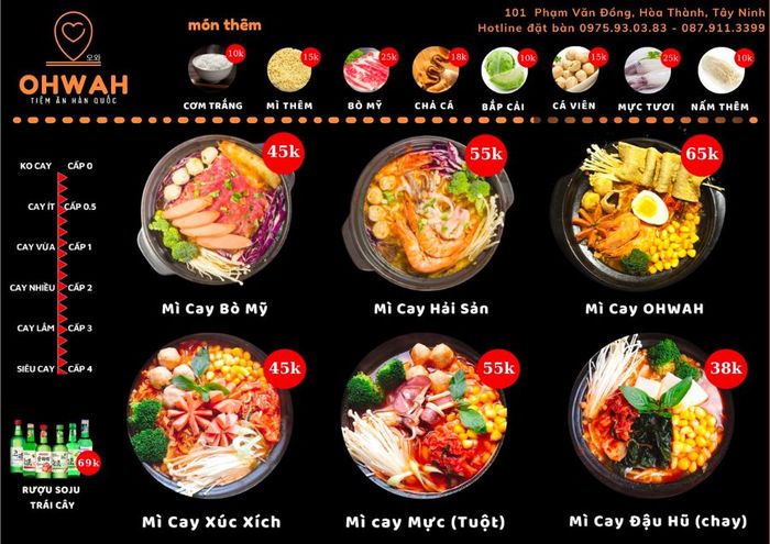 Thưởng thức menu đa dạng món ngon tại Mỳ cay OHWAH