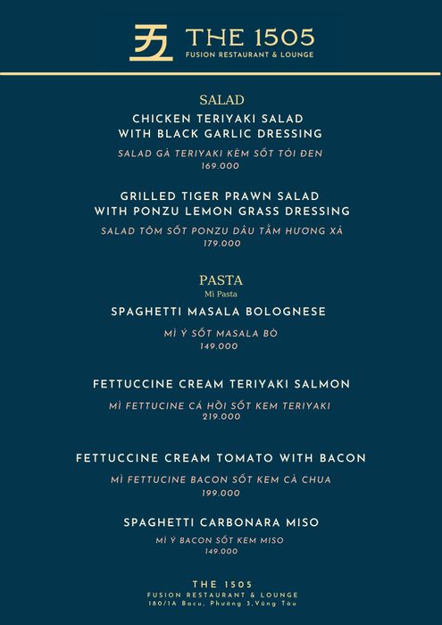 The 1505 Fusion Restaurant & Lounge - Điểm đến ẩm thực châu Âu tại trung tâm Vũng Tàu
