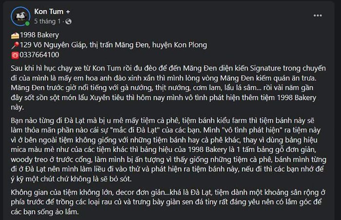 1998 Bakery, điểm đến bánh nhỏ với hương vị Đà Lạt tại Măng Đen 9