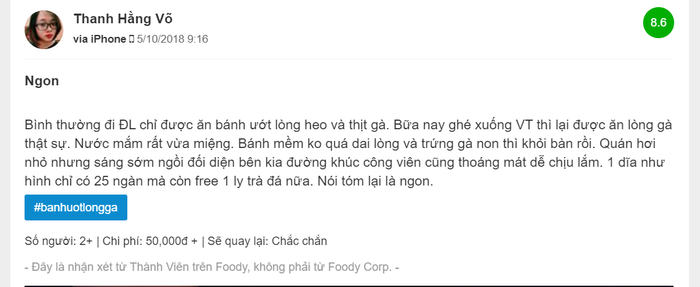 Bánh ướt lòng gà Cô Nhã - Một trong những món đặc sản của thành phố biển Vũng Tàu làm say đắm lòng người