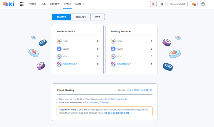 Giao diện Staking trên Ooki Protocol