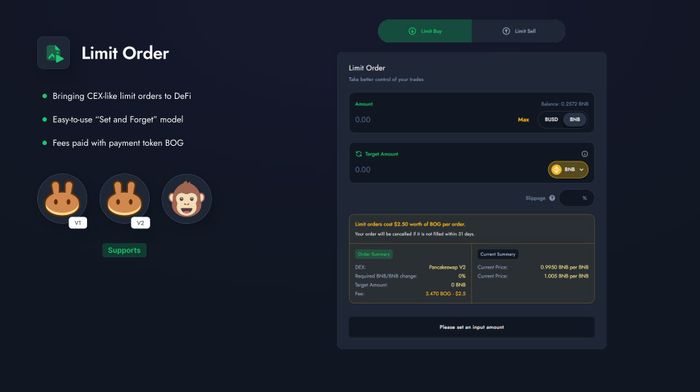 Tính năng Đặt Lệnh Giới Hạn của Bogged Finance