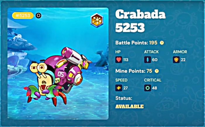 Các chỉ số của cua trong Crabada