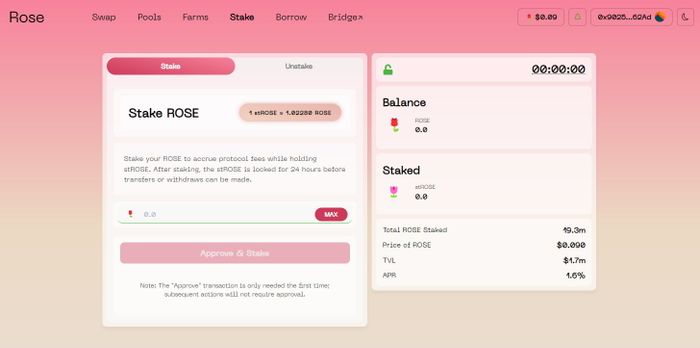 Gửi stake RoseFi