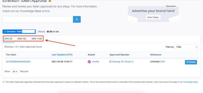 Chọn một trong 3 tiêu chuẩn token mà bạn muốn Thu hồi quyền truy cập