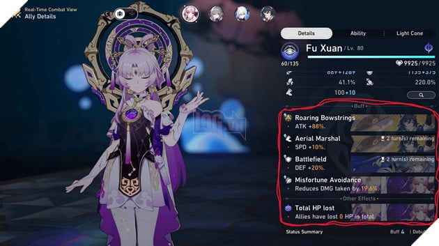 Trong Honkai: Star Rail, game thủ thiết kế tính năng này dựa trên trò chơi thẻ bài Shadowverse. Thay vì xếp chồng các hiệu ứng lên nhau, tính năng này cung cấp thông tin chi tiết về chúng, bao gồm cả nguồn gốc của các buff.