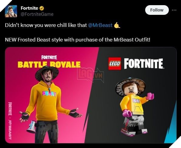 MrBeast đã tham gia vào thế giới của LEGO Fortnite với một bộ trang phục độc đáo.