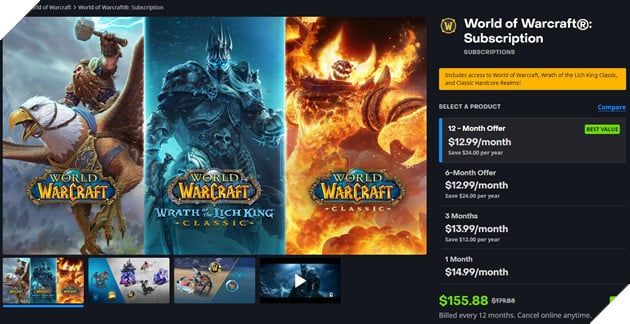 Blizzard thông báo về gói đăng ký mới hấp dẫn dành cho các fan của World of Warcraft, kèm theo phần quà thú cưỡi hấp dẫn