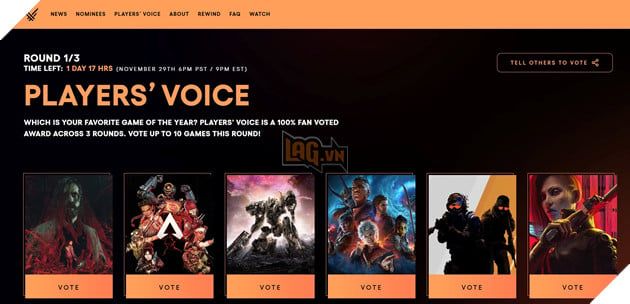 Genshin Impact lại không thể lọt vào top 10 trò chơi được yêu thích nhất tại sự kiện The Game Awards
