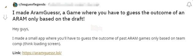 Trang web dự đoán kết quả ARAM của game thủ bị quá tải do số lượng người chơi quá lớn.
