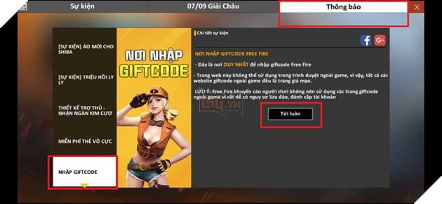 Hướng dẫn nhập mã quà Garena Free Fire để nhận những phần thưởng hấp dẫn nhất bước 2