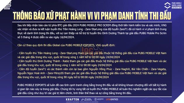 PUBG Mobile: Thông Báo Xử Phạt Chính Thức Về Vi Phạm Luật Thi Đấu 2