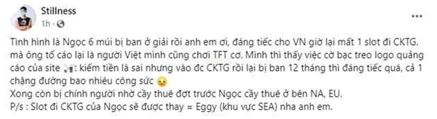 Tuyển thủ Đấu trường Chân Lý Việt Nam bị Riot Games cấm thi đấu, hoàn toàn mất cơ hội tham gia Chung kết Thế giới