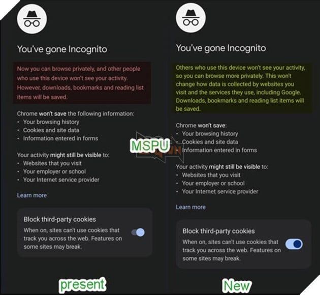 Google đã thực hiện cập nhật cảnh báo chế độ ẩn danh của Chrome một cách không công khai