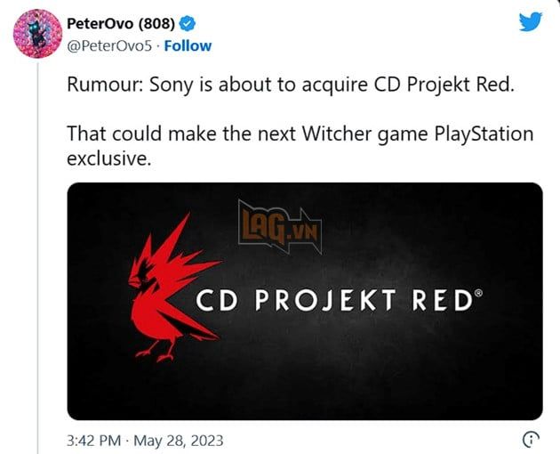 Xuất hiện tin đồn Sony sẽ mua lại CD Projekt Red ngay trong năm 2023 này