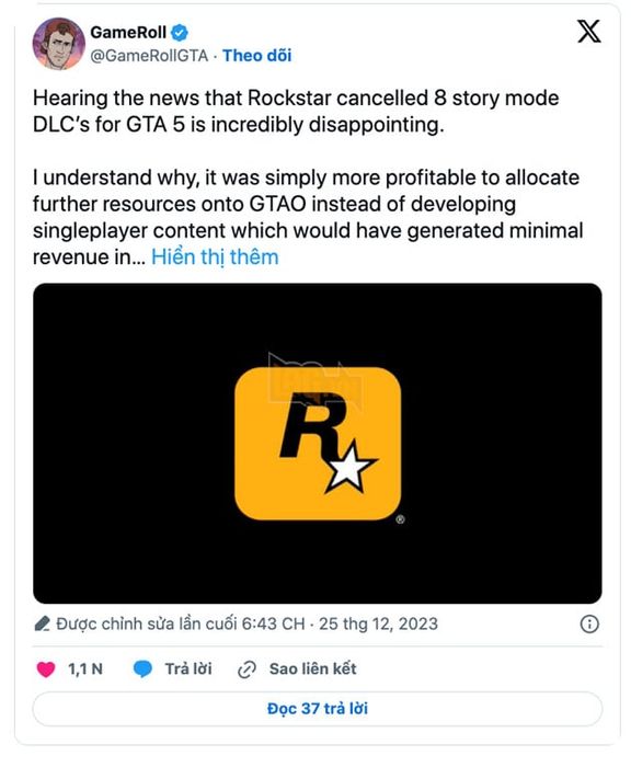 Rockstar tiếp tục bị hack, mã nguồn của GTA 5 và GTA 6 bị phát tán lên Telegram.