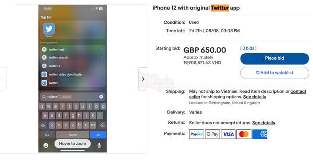 iPhone vẫn sử dụng biểu tượng Twitter 'cổ điển' được rao bán với giá 25.000 USD
