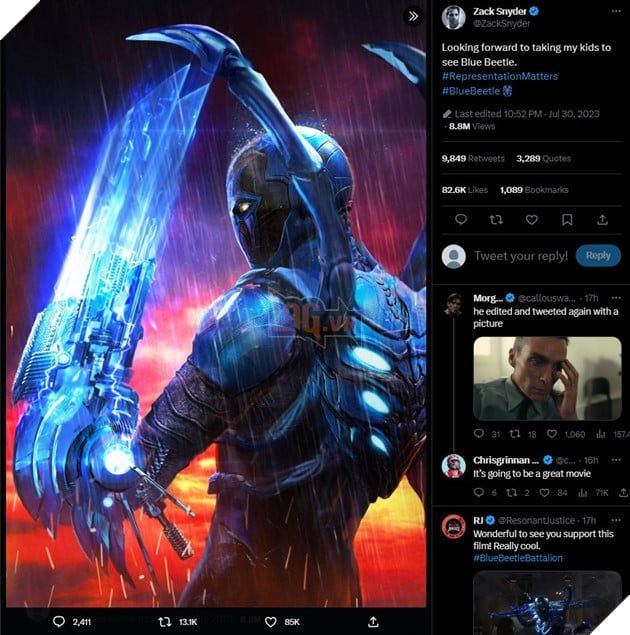 Zack Snyder làm sôi động cộng đồng Twitter khi thể hiện sự phấn khích đối với Blue Beetle 2