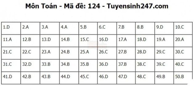 Đáp án chi tiết của đề thi môn Toán THPT Quốc gia 2023 (full mã đề)