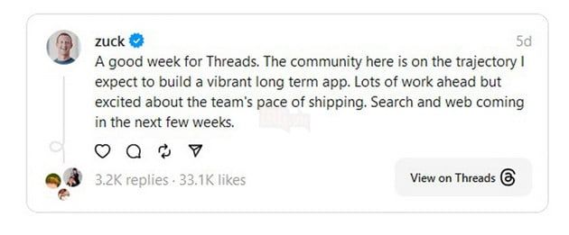 Threads vẫn tiếp tục cập nhật tính năng mới mặc dù đã mất hơn 80% người dùng trong thời gian trước đó.