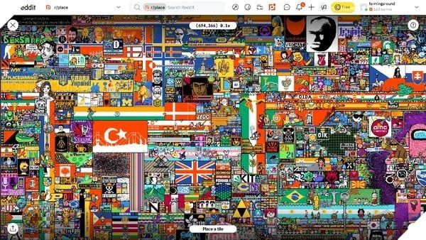 r/Place là gì? Dự án thú vị đã chính thức trở lại trên Reddit, mang lại niềm vui cho cộng đồng mạng