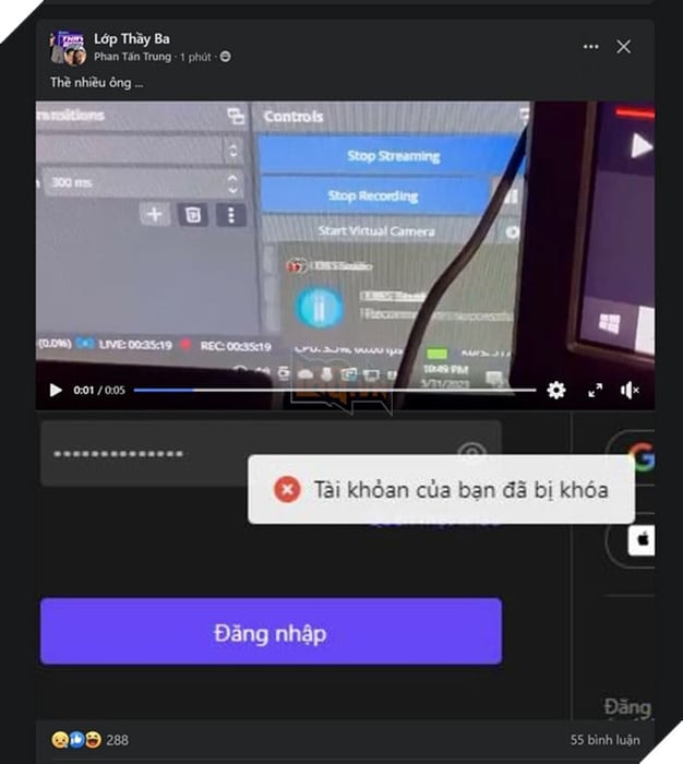 Thầy Giáo Ba bị khóa kênh stream do viewer gài nhấn vào đường link web đen