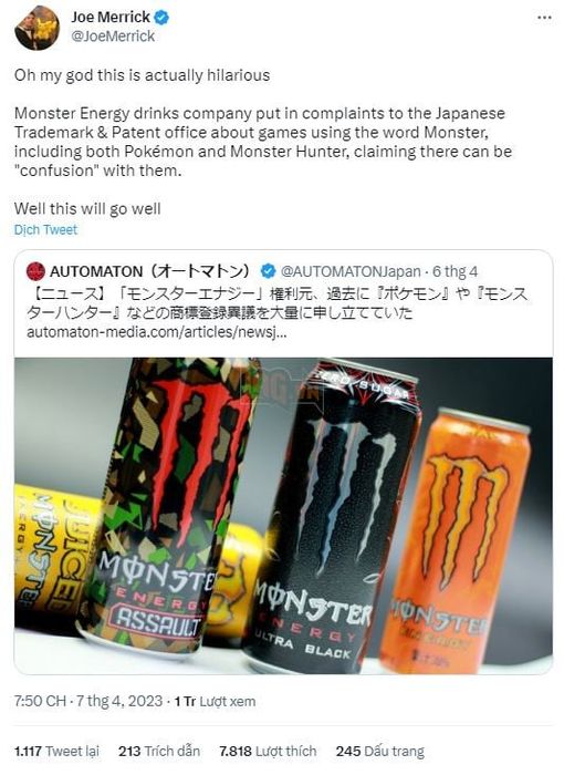 Tập đoàn Monster Energy bất ngờ đệ đơn kiện hàng loạt công ty game lần thứ 3