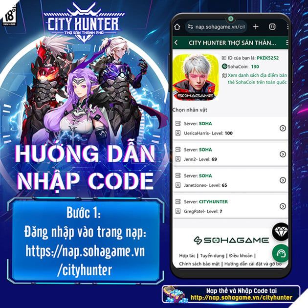 Hướng dẫn cách sử dụng và tổng hợp Mã quà tặng City Hunter Thợ Săn Thành Phố mới nhất năm 2024 2