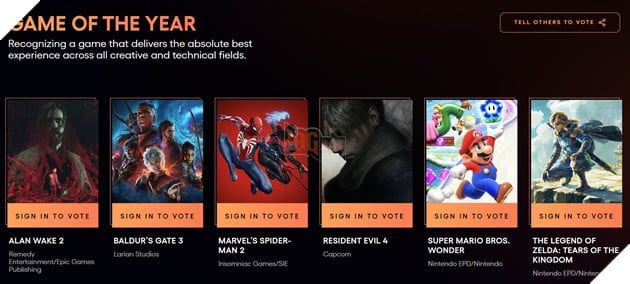 Một ứng viên tại The Game Awards 2023 đã đề nghị tự rút tên khỏi danh sách một cách bất ngờ