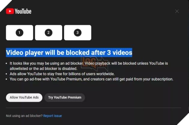 YouTube đang tăng cường các biện pháp đối phó với phần mềm chặn quảng cáo.