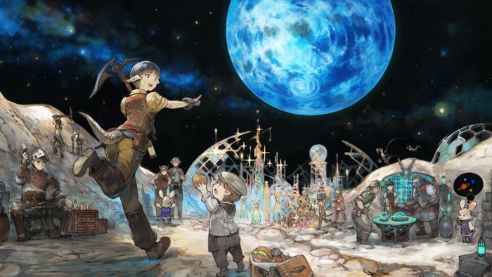 Final Fantasy 14 tụ họp để tham gia một hoạt động cộng tác trên một bối cảnh không gian trong Dawntrail