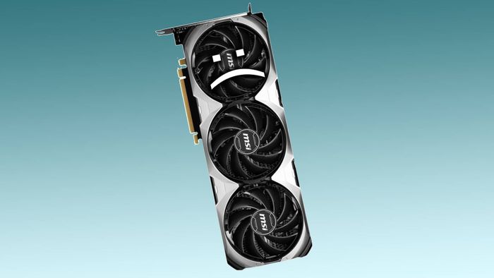 MSI GeForce RTX 4070 Ti Super với biểu tượng khuôn mặt buồn ở phía trên