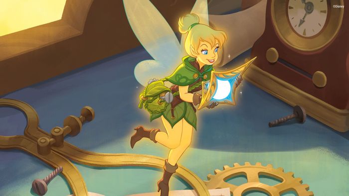 Hình ảnh từ Disney Lorcana cho thấy Tinkerbell đang cầm một vật sáng chói
