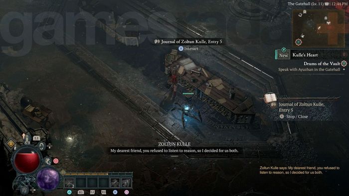 Bắt đầu nhiệm vụ Nhật ký Trái Tim của Kulle trong Diablo 4
