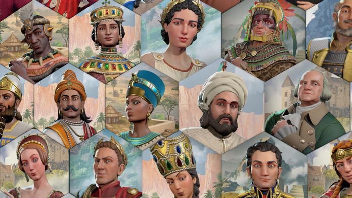 Những nhân vật lịch sử đang đứng tạo dáng trong một bức ảnh chụp màn hình từ trailer Gamescom của Ara: Lịch Sử Chưa Kể