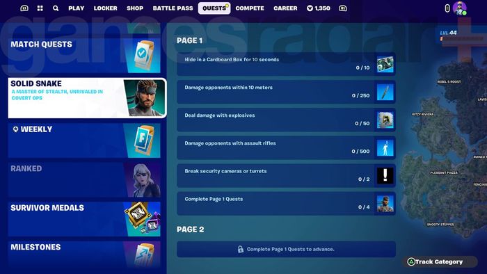 Nhiệm vụ Solid Snake trong Fortnite