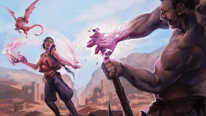 Một Warlock DnD sử dụng đèn thần để bắn năng lượng vào một kẻ một mắt