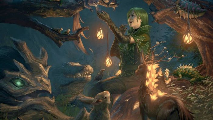 Một DnD Ranger vươn lên gần động vật sau khi sử dụng phép Hữu Ích Với Động Vật