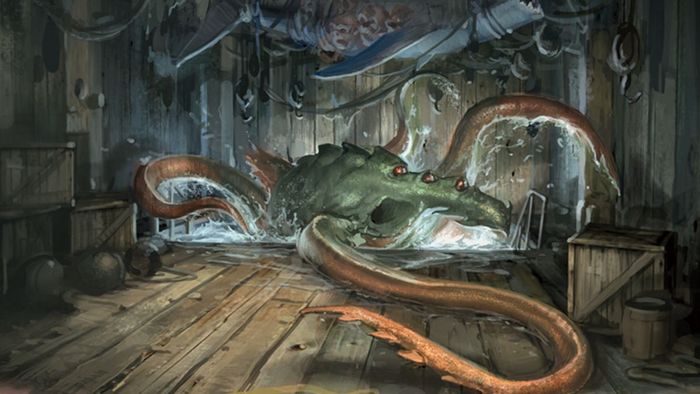 Một kinh dị eldritch vung vẩy các cánh của nó trong một cabin