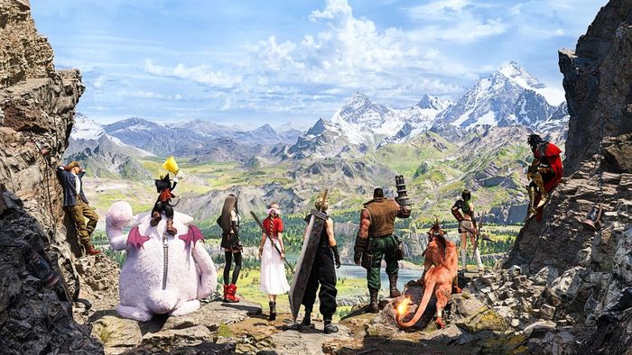 Các nhân vật chính của Final Fantasy 7 Rebirth nhìn ra thế giới mở