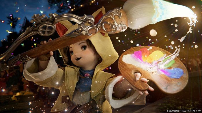 Một nhân vật trong Final Fantasy 14 đang thực hiện các phép thuật