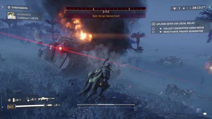 Xe Tăng Hủy Diệt của Automaton trong Helldivers 2 bắn pháo tự hành