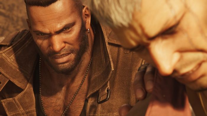 Barret Wallace trong một bức ảnh chụp từ Final Fantasy 7 Rebirth
