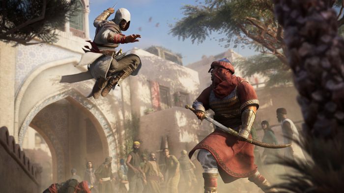 Ảnh chụp màn hình Assassin's Creed Mirage cho thấy Basim tiến hành một vụ ám sát