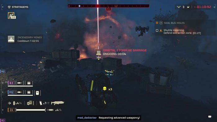 Pháo Liên Hành tinh 120mm HE Barrage trong Helldivers 2