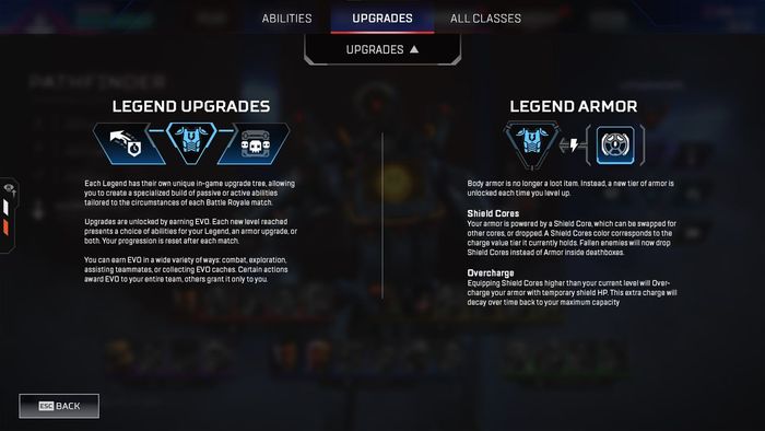 Ảnh chụp màn hình của Apex Legends chi tiết hóa hệ thống Nâng cấp huyền thoại mới